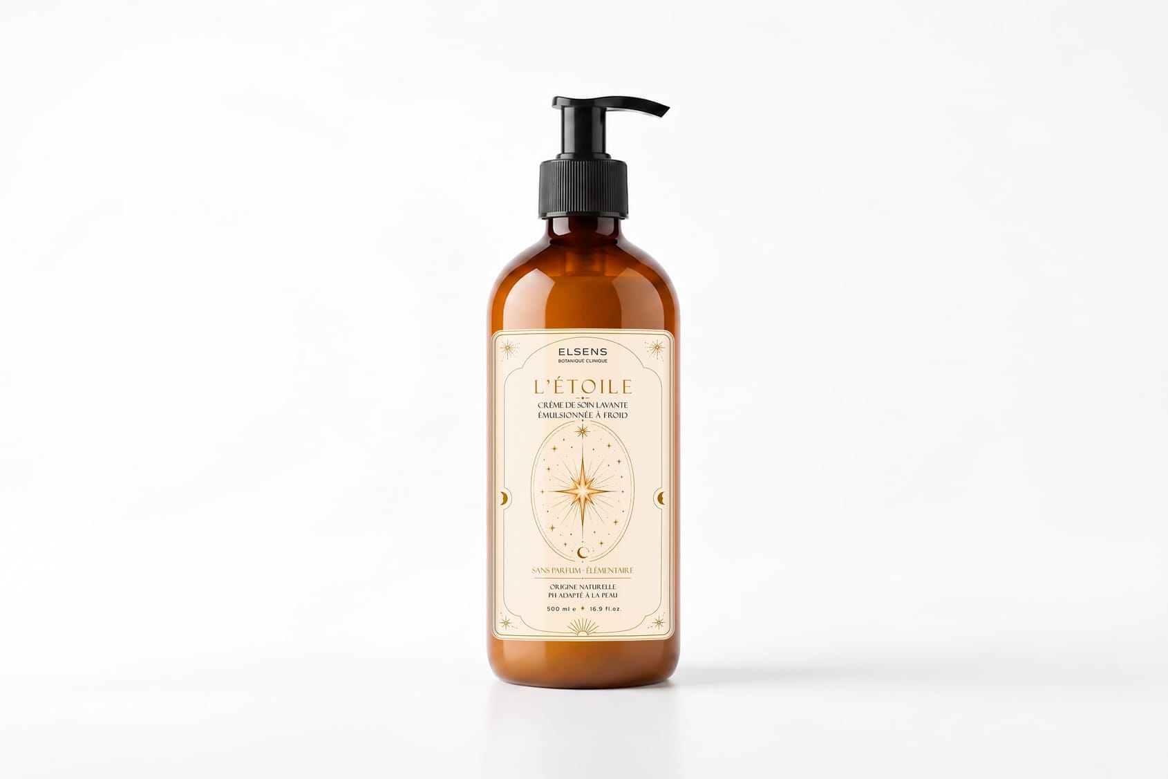 Flacon de la crème de soin lavante L'Étoile d'Elsens, l'option sans parfum ajouté de la collection